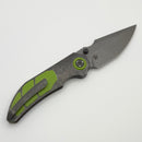 Poikilo Blade Christensen Knifeworks Casque Titanium Handles w/ 3 Piece Green Ti Inlays & Dark Stonewash M398