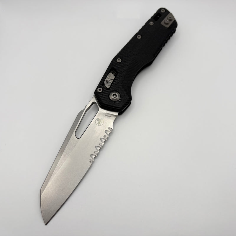 Pre-Owned Microtech Knives MSI RAM LOK Black Fluted G-10 & Partial Serrated Stonewash M390MK 210-11FLGTBK