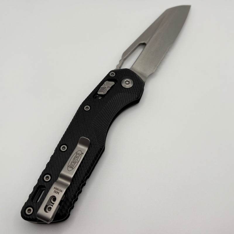 Pre-Owned Microtech Knives MSI RAM LOK Black Fluted G-10 & Partial Serrated Stonewash M390MK 210-11FLGTBK