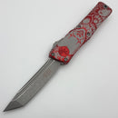 Microtech Knives Combat Troodon Gen III Apocalyptic T/E w/ Red Handle 1144-10APRD (In House Modified)
