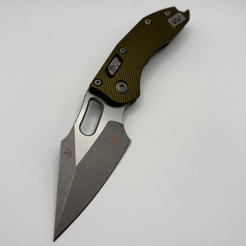 Pre-owned Microtech Knives Manual Stitch RAM LOK Fluted OD Green Aluminum Apocalyptic Standard & M390MK 169RL-10APFLOD