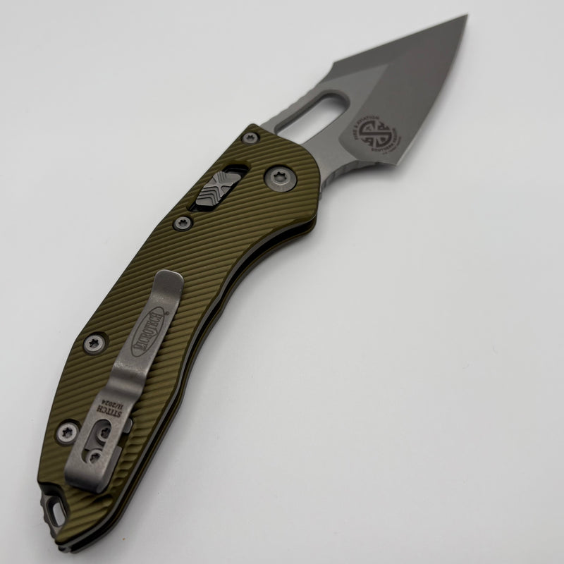 Pre-owned Microtech Knives Manual Stitch RAM LOK Fluted OD Green Aluminum Apocalyptic Standard & M390MK 169RL-10APFLOD