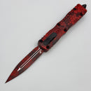 Microtech Dirac Black/Red Hex Camo Handle D/E Signature Series 225-1BKRDHXCS