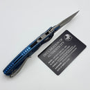 Marfione Select Microtech Amphibian Mini RAM LOK Antique Blue Titanium Slab Handles & 3.25" Apocalyptic M390MK W/ Blue Accents 137MRL-10APMS1