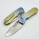 Remette RT-Rhino Blue/Gold Crystal Titanium Handle w/ M390 Blade RNV2-B