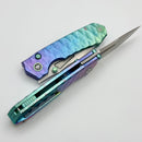 Remette RT-Rhino Blue/Green Crystal Titanium Handle w/ M390 Blade RNV2-A