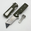 Chaves CHUB Flipper w/ Green G-10 Handles & Utility Blade Stonewash - Blue Label
