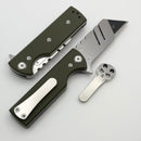 Chaves CHUB Flipper w/ Green G-10 Handles & Utility Blade Stonewash - Blue Label
