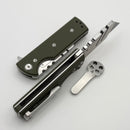 Chaves CHUB Flipper w/ Green G-10 Handles & Utility Blade Stonewash - Blue Label