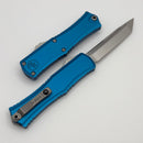 Microtech Knives Mini Hera Stonewash T/E M390MK w/ Blue Handle 1704M-10BL