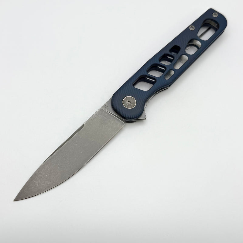 Tactile Knife Rockwall Flipper V2 Skeletonized w/ Slate Blue Stonewash Handles & Stonewash MagnaCut