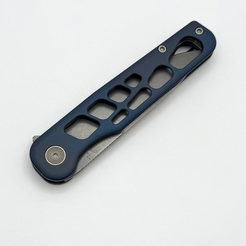 Tactile Knife Rockwall Flipper V2 Skeletonized w/ Slate Blue Stonewash Handles & Stonewash MagnaCut