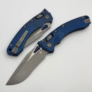 Microtech Marfione Select Amphibian RAM LOK Antique Blue Slab Side Titanium Handles & Apocalyptic M390MK w/ Blue Accents 137RL-10APMS2