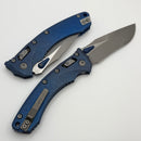 Microtech Marfione Select Amphibian RAM LOK Antique Blue Slab Side Titanium Handles & Apocalyptic M390MK w/ Blue Accents 137RL-10APMS2