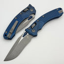 Microtech Marfione Select Amphibian RAM LOK Antique Blue Frag Titanium Handles & Apocalyptic M390MK w/ Blue Accents 137RL-10APFRMS2