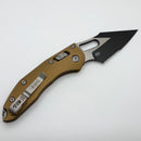 Factory Blem Microtech Knives Manual Stitch RAM LOK Fluted Tan Aluminum & Two Tone Black Partial Serrated M390MK 169RL-2FLTA