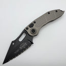 Grenade Blem Microtech Borka Stitch Natural Clear w/ Black Full Serrated M390 169-3NC
