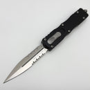 Grenade Blem Microtech Dirac Delta D/E Satin Partial Serrated w/ Black Handle 227-5