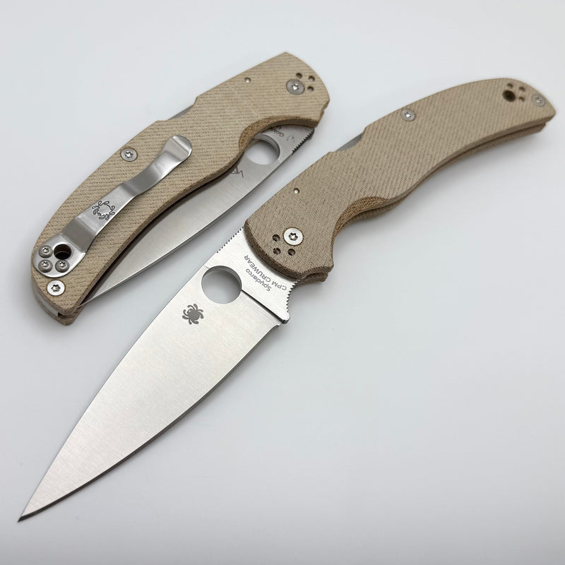 Spyderco Native Chief CruCarta w/ Brown Canvas Micarta FRNHandles & Cruwear C244MPCW