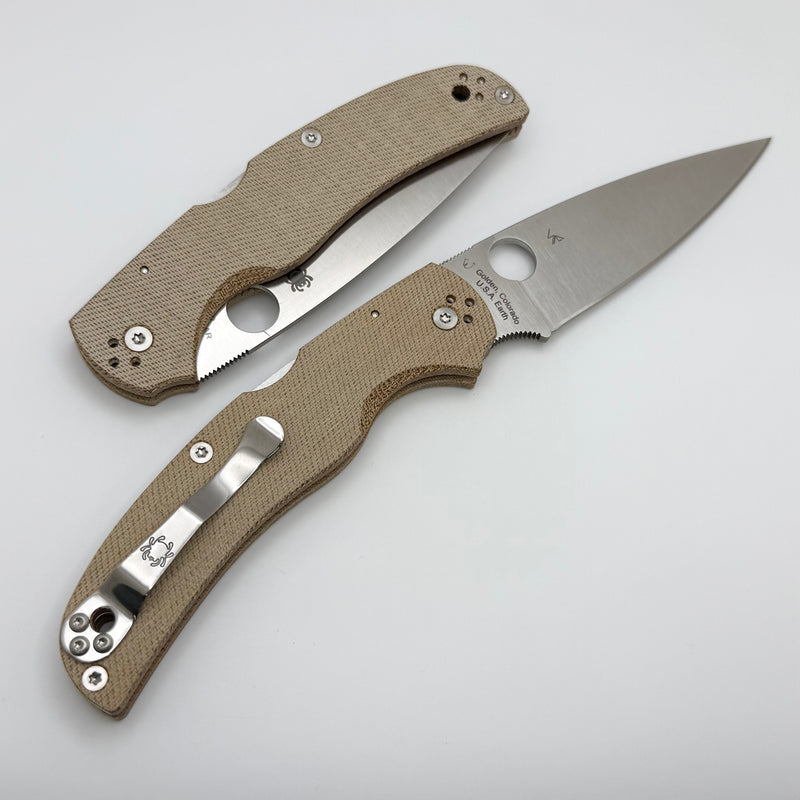 Spyderco Native Chief CruCarta w/ Brown Canvas Micarta FRNHandles & Cruwear C244MPCW