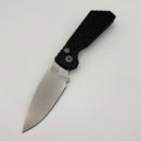 Pre-Owned Discontinued Pro-Tech PT Plus Black Gridlock Aluminum Handle w/ Blasted Hardware - Black Clip & Stonewash MagnaCut Blade PT205-Gridlock