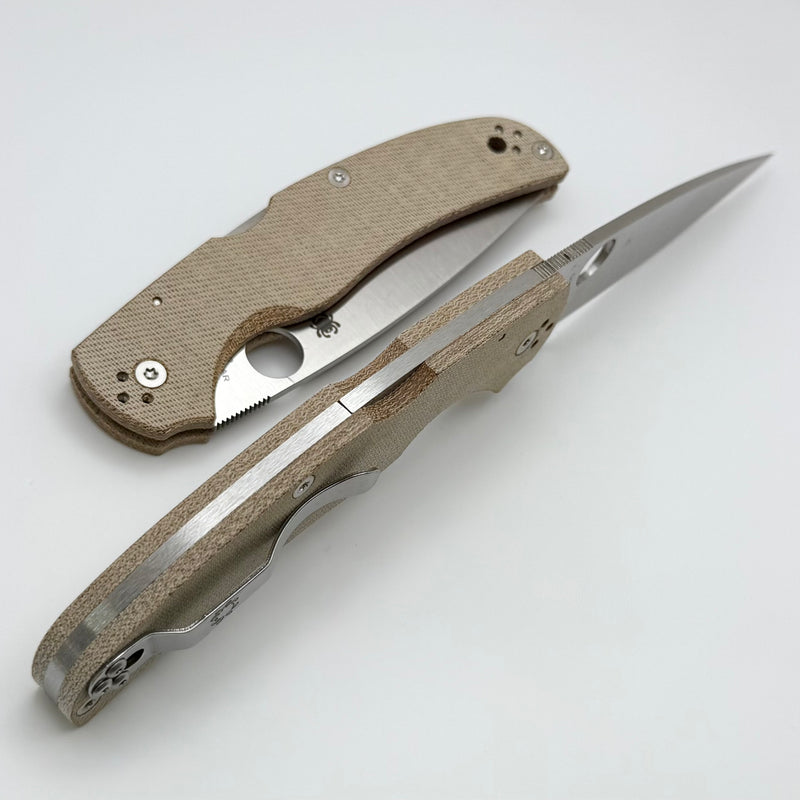 Spyderco Native Chief CruCarta w/ Brown Canvas Micarta FRNHandles & Cruwear C244MPCW