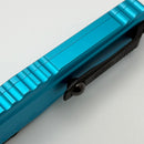 Factory Blem Microtech Cypher II D/E Black Partial Serrated w/ Turquoise Handle 1242-2TQ