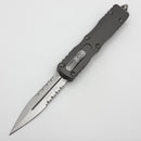 Factory Blem Microtech Dirac D/E Stonewash Standard Partial Serrated & Natural Clear Handle 225-11NC