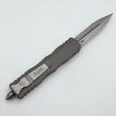 Factory Blem Microtech Dirac D/E Stonewash Standard Partial Serrated & Natural Clear Handle 225-11NC