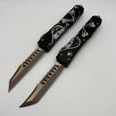 Pre-Owned Microtech Ultratech Death Card Hellhound & Warhound Set Signature Series Bronze Apocalyptic Standard 119-13SETDCS