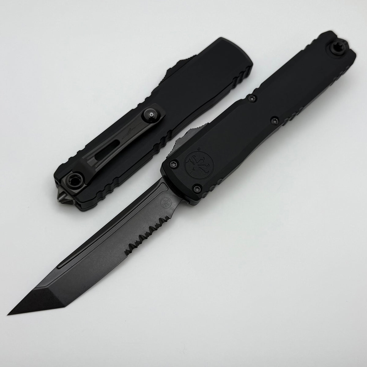 Microtech Ultratech ZBP T/E Part Serrated DLC Shadow Signature Series