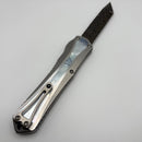 Pre-Owned Heretic Knives Manticore X Hand Ground Vegas Forge Blued Damascus Tanto Star Grind & Hefted Stainless Steel Handle w/ Mother of Pearl Inlays