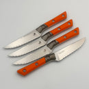 Microtech Steak 4 Piece Set Ember G-10/Titanium Bolster Handle w/ Stonewash M390MK 3600B-12SETEM