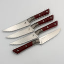 Microtech Steak 4 Piece Set Merlot G-10/Titanium Bolster Handle w/ Stonewash M390MK 3600B-12SETMR