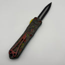 Pre-Owned Heretic Knives Manticore E Bounty Hunter w/ Double Edge Full Serrated Two Tone Black MagnaCut H028-10C-BOUNTY