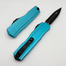 Microtech Cypher II Black D/E Full Serrated w/ Turquoise Handle 1242-3TQ