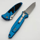 Microtech Socom Elite Manual Tanto Full Serrated Stonewash w/ Blue Handle 161-12BL