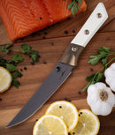 Microtech Boning Knife Ivory G-10/Bronze Titanium Bolster w/ DLC M390MK 3100B-1DLCIVS