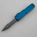 Microtech UTX-85 Gen IV w/ Blue Handle & Part Serrated Apocalyptic D/E M390MK 12324-11APBL