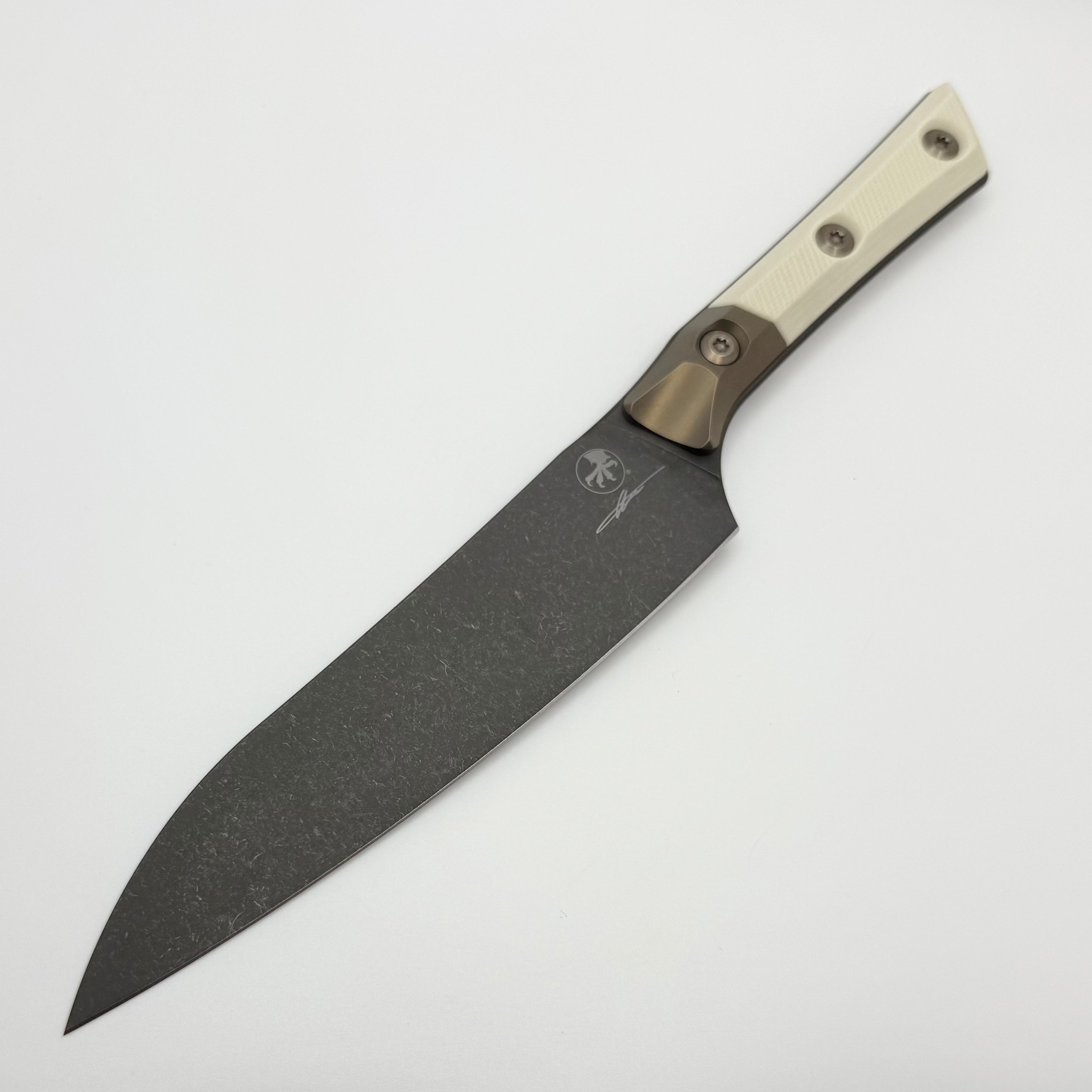 Microtech Utility Knife Ivory G-10/Bronze Titanium Bolster Handle w/ D