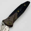 Discontinued Custom Anodized Bronze/Purple Microtech Knives Socom Bravo Mini Spear Point Hand Satin w/ Ti Pivot Collars & Carbon Fiber Scales 262M-4CFTI (In House Modified)