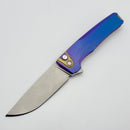 MachineWise Sonora Blue Titanium Integral Handle w/ Brass Bolster & Lightwash S90V