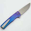 MachineWise Sonora Blue Titanium Integral Handle w/ Brass Bolster & Lightwash S90V