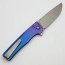 MachineWise Sonora Blue Titanium Integral Handle w/ Brass Bolster & Lightwash S90V