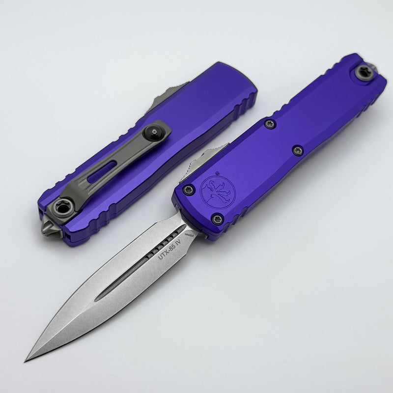 Microtech UTX-85 Gen IV w/ Purple Handle & Stonewash D/E M390MK 12324-10PU