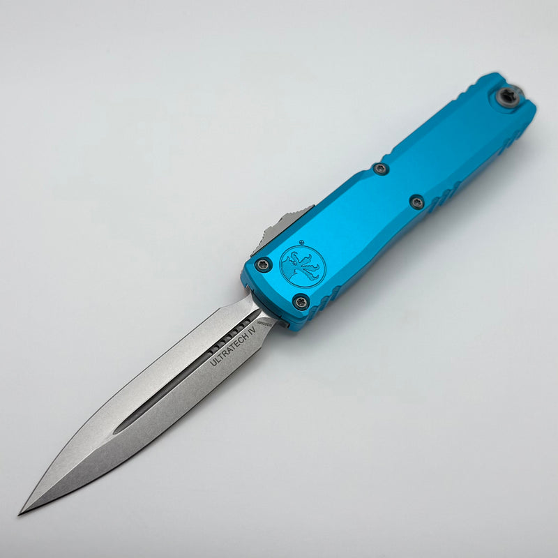 Microtech Ultratech Gen IV D/E Stonewash Standard w/ Turquoise Handle 11224-10TQ