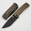 Chaves Knives Redencion 229 Kickstop Bronze Titanium Handles w/ M390 PVD Tanto Chisel
