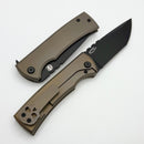 Chaves Knives Redencion 229 Kickstop Bronze Titanium Handles w/ M390 PVD Tanto Chisel