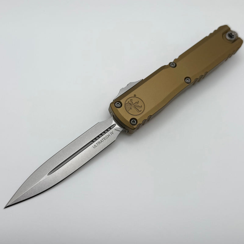Microtech Ultratech Gen IV D/E Stonewash Standard w/ Tan Handle 11224-10TA