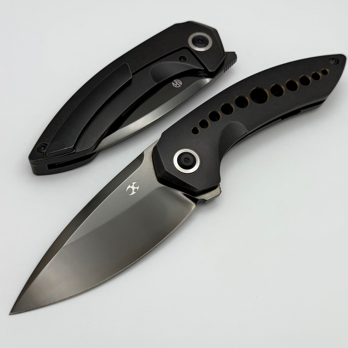 Kansept Knives ODD 21 Blackwash & Bronze Holes Titanium Handles & Mirr
